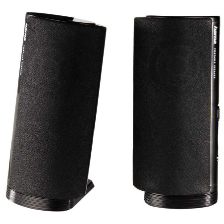 Hama E 80 Enceintes pour Ordinateur - Système Stéréo 2.0, Haut-Parleurs Alimentés en USB, Connexion Jack 3.5mm, Sortie Casque -