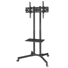 Hama Support TV sur Pied à roulettes avec Etagère Garantie 10ans (Pied TV Mobile, téléviseur 32" à 75" 40Kg, Hauteur Réglable, S