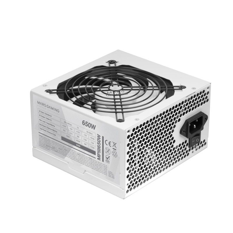 Mars Gaming MPIII650, Alimentation PC ATX 650W, Garantie 5 Ans, Efficacité 85%, Système Digital APFC, Ventilateur 120mm AI-RPM F Mars Gaming MPIII650, Alimentation PC ATX 650W, Garantie 5 Ans, Efficacité 85%, Système Digital APFC, Ventilateur 120mm AI-RPM F
