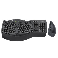perixx PERIDUO-512B Ensemble Clavier et Souris ergonomiques - Souris Design Vertical, Filaire, USB, Noir - Disposition QWERTY Co