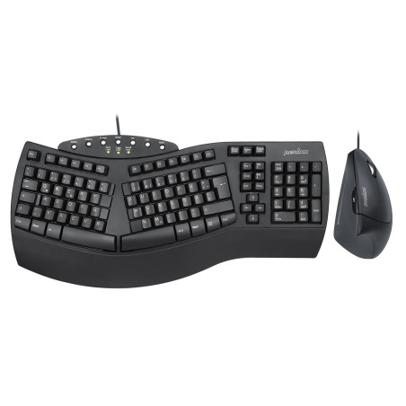 perixx PERIDUO-512B Ensemble Clavier et Souris ergonomiques - Souris Design Vertical, Filaire, USB, Noir - Disposition QWERTY Co