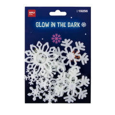 APLI 19256 - Autocollants luminescents "Flocons de Neige" - 12 stickers qui brillent dans l'obscurité.