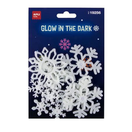 APLI 19256 - Autocollants luminescents "Flocons de Neige" - 12 stickers qui brillent dans l'obscurité.