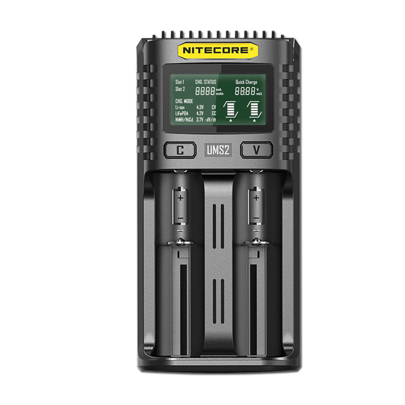 Nitecore Chargeur Universel Intelligent 2 Ports UMS2 USB à Chargement Rapide pour Li-ION/Ni-MH/Ni-CD/IMR 26650 21700 20700 20700 Nitecore Chargeur Universel Intelligent 2 Ports UMS2 USB à Chargement Rapide pour Li-ION/Ni-MH/Ni-CD/IMR 26650 21700 20700 20700