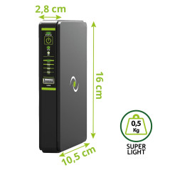 Tecnoware UPS Era Plus DC pour WiFi/Modem, vidéosurveillance, Pas pour PC Gaming/Console, Powerbank 8800mAh, POE 24V/48V, Protec