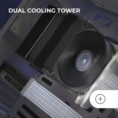 Mars Gaming MCPUXU6, Ventirad CPU Double Tour, TDP 350W, 2x Ventilateurs à Pales Hybrides, Roulements FDB en Cuivre Équilibré, 6
