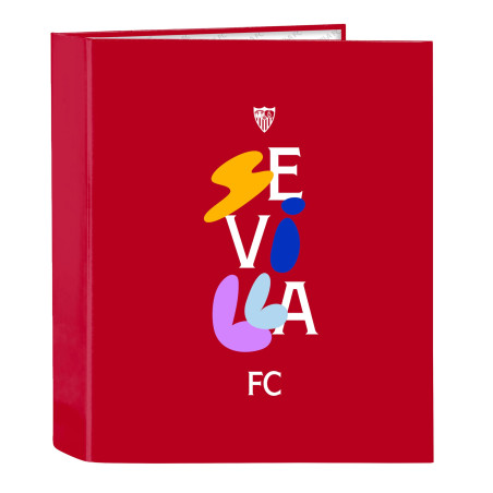Sevilla FC Classeur à 4 anneaux, idéal pour enfants de différents âges, confortable et polyvalent, qualité et résistance, 27 x 6