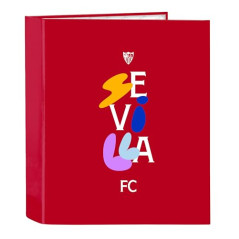 Sevilla FC Classeur à 4 anneaux, idéal pour enfants de différents âges, confortable et polyvalent, qualité et résistance, 27 x 6