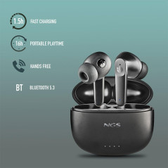NGS Artica Hush - Casque Bluetooth 5.3 Sans Fil avec ANC/ENC, 16h Autonomie, Microphone Haute Qualité, Touch Control, Réduction