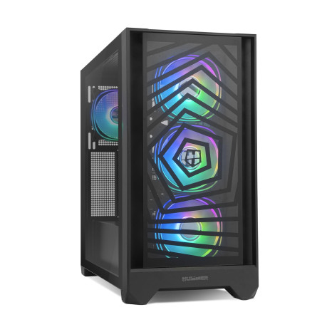 NOX Xtreme Products Hummer Plasma - Semitower ATX | M-ATX | ITX, Panneau Frontal en Mesh et Verre trempé Inclus, Espace pour 7 V