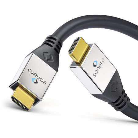 sonero® Premium 7,50m câble HDMI, câble HDMI Haut débit avec Ethernet, 4K / UHD / 60Hz, 18 Gbps, Noir