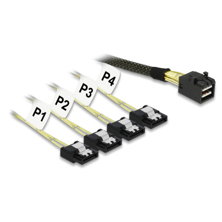 DeLOCK Câble fiche Mini SAS HD SFF 8643 4X vers 4 Prises SATA