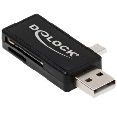 Delock Lecteur de Cartes Micro USB OTG + USB A mâle – Lecteur de Cartes (MMC, SD, microSD, SDHC, microSDHC, SDX