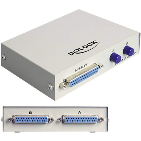 DELOCK 87618 SWITCH PARALELO D-SUB DE 25 PINES Y 2 PUERTOS MANUAL