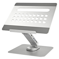 Ewent Support Ordinateur Portable 10-16" Réglable en Alliage d'Aluminium, Support avec Docking Station pour PC 7-en-1, Refroidis