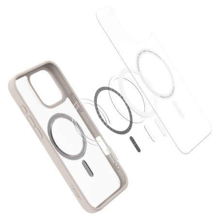 Spigen Coque pour iPhone 16 Pro Max, Ultra Hybrid MagFit, [Semi-Transparent] 6,9 Pouces - Frost Titane Naturel