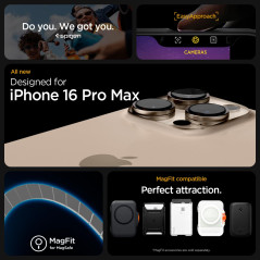 Spigen Coque pour iPhone 16 Pro Max, Ultra Hybrid MagFit, [Semi-Transparent] 6,9 Pouces - Frost Titane Naturel