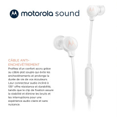 Motorola Sound Earbuds 3C-S Écouteurs Intra-Auriculaires avec Microphone, Ajustement Confortable, appels Mains Libres, Son Haute