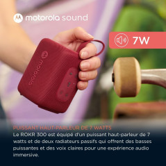 Motorola Sound - Enceinte Bluetooth 5.3 ROKR 300 - Enceinte Portable sans Fil 7W - Enceinte compacte IP67, résistante à l'eau et