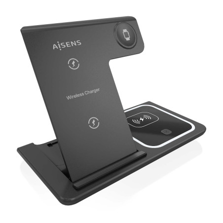 AISENS Chargeur sans Fil USB C 3 en 1 de 15 W pour téléphone Portable Apple Watch Ariculaires avec étui de Charge Blanc