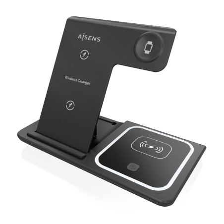AISENS Chargeur sans Fil USB C 3 en 1 de 15 W pour téléphone Portable Apple Watch Ariculaires avec étui de Charge Blanc
