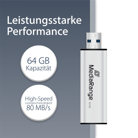 MediaRange MR917 Clé USB 3.0 64 Go Blanc