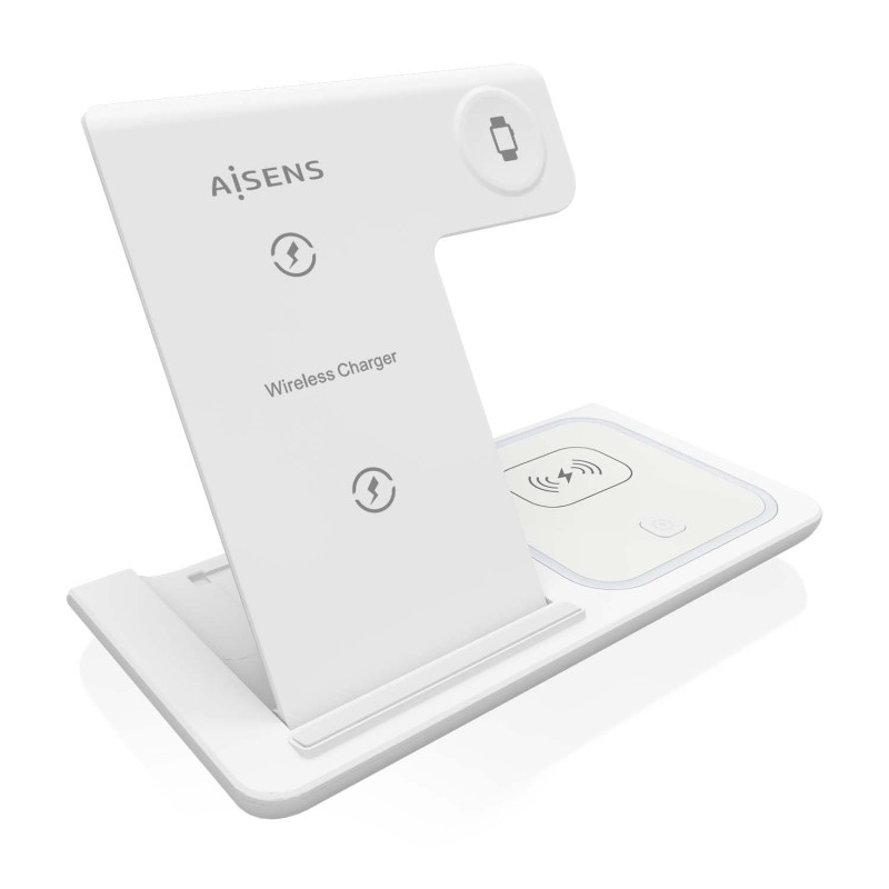 AISENS - ASCH-15W3WC044-W - Chargeur sans Fil USB-C 3 en 1 de 15 W pour téléphone Portable, Apple Watch, Ariculaires avec étui d AISENS - ASCH-15W3WC044-W - Chargeur sans Fil USB-C 3 en 1 de 15 W pour téléphone Portable, Apple Watch, Ariculaires avec étui d