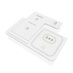 AISENS - ASCH-15W3WC044-W - Chargeur sans Fil USB-C 3 en 1 de 15 W pour téléphone Portable, Apple Watch, Ariculaires avec étui d