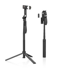 AISENS - SS01ST-299 - Perche trépied pour Selfie avec télécommande Bluetooth 3 en 1, Noir