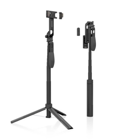 AISENS - SS01ST-299 - Perche trépied pour Selfie avec télécommande Bluetooth 3 en 1, Noir