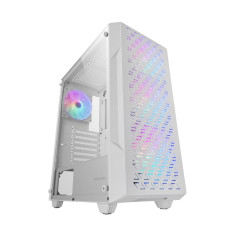 Mars Gaming MC-GEO, Boîtier Gaming ATX, 4X Ventilateurs FRGB Rainbow 12cm, Panneau Avant Mesh Géométrique, Fenêtre Verre Trempé,
