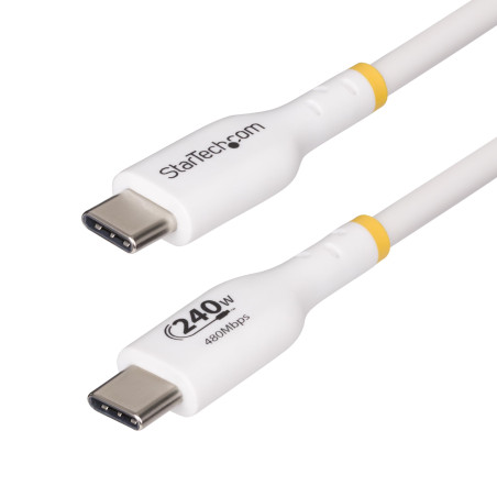 StarTech.com Câble de Charge USB-C de 3m, Blanc, Certifié USB-IF, 240W PD EPR, Câble USB-C 2.0, Transfert de Données USB-C