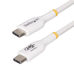 StarTech.com Câble de Charge USB-C de 1m, Blanc, Certifié USB-IF, 240W PD EPR, Câble USB-C 2.0, Transfert de Données USB-C