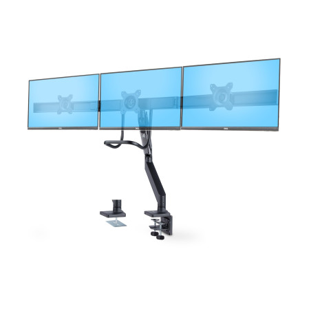 StarTech.com Crossbar Triple Monitor Desk Mount for Up to Three 27in Screens, VESA 75x75/100x100, Tool-Less Arm Adjustments