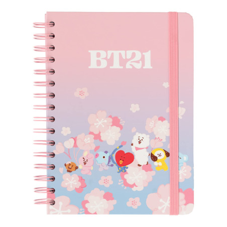 Grupo Erik - Bullet Journal Pointillé BT21 Rose, Carnet de Notes A5, Carnet Spirale, Bullet Journal Spirale, Bullet Agenda, Carn