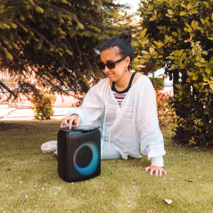 Woxter Monster Enceinte Portable Bluetooth avec Fonction karaoké, RVB, Batterie de 2000 mAh, Sortie 60 W, Multiples entrées Blue