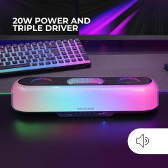 Mars Gaming MSBORB, Haut-Parleur Portable + Barre de Son 20W, Éclairage Orbilight RGB 360º, Barre de Son Triple Driver, Haut-par