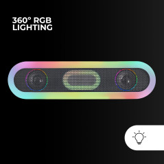 Mars Gaming MSBORB, Haut-Parleur Portable + Barre de Son 20W, Éclairage Orbilight RGB 360º, Barre de Son Triple Driver, Haut-par