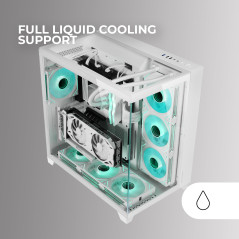 Mars Gaming MC-3C, Boîtier Gaming ATX, Vue Panoramique 3D avec Triple Verre Trempé, Design à Double Chambre Latérale, Support Co