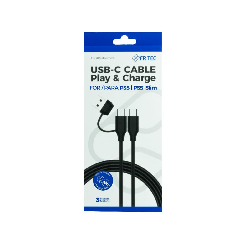 FRTEC – Câble USB-C vers USB-C avec adaptateur USB-A, chargement et données, Type C pour PS5, PS5 Slim, 3 mètres, compatible ave FRTEC – Câble USB-C vers USB-C avec adaptateur USB-A, chargement et données, Type C pour PS5, PS5 Slim, 3 mètres, compatible ave