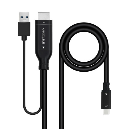 Nano Cable 10.15.4354 - Câble convertisseur HDMI vers USB-C - 1,8 m, Plug & Play, haute résolution 4K à 60Hz, compatible avec HD