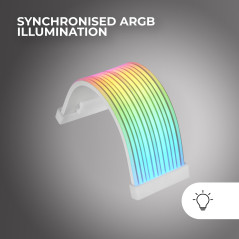 Mars Gaming MCA-24X, Gaine ARGB pour Câble d'Alimentation 24PIN ATX pour Carte Mère, LEDs Ultra-lumineuses, Éclairage ARGB Synch