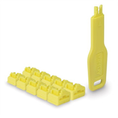 Verrous de Ports RJ45 (10 pièces) avec clé, Jaune
