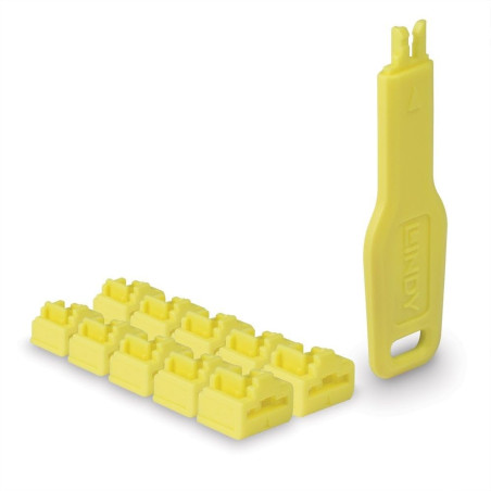 Verrous de Ports RJ45 (10 pièces) avec clé, Jaune