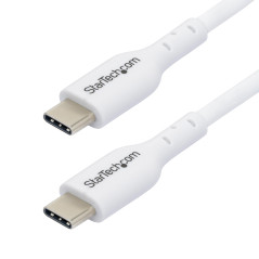 StarTech.com Câble de Charge USB-C de 3m, Câble USB-C, USB 2.0 (480mbps) Câble Chargeur Portable, PD 60W 3A, Blanc, M/M