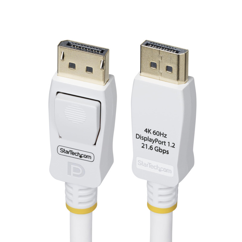 StarTech.com Câble DisplayPort 1.2 de 3m Blanc Certifié VESA, 4K 60Hz, 21.6Gbps, Connecteurs DP Verrouillables, Câble DP 1.2 StarTech.com Câble DisplayPort 1.2 de 3m Blanc Certifié VESA, 4K 60Hz, 21.6Gbps, Connecteurs DP Verrouillables, Câble DP 1.2