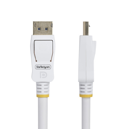 StarTech.com Câble DisplayPort 1.2, 1,8m Blanc Certifié VESA, 4K 60Hz, 21.6Gbps, Connecteurs DP Verrouillables, Câble DP 1.2