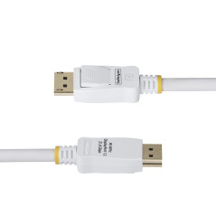 StarTech.com Câble DisplayPort 1.2, 1,8m Blanc Certifié VESA, 4K 60Hz, 21.6Gbps, Connecteurs DP Verrouillables, Câble DP 1.2