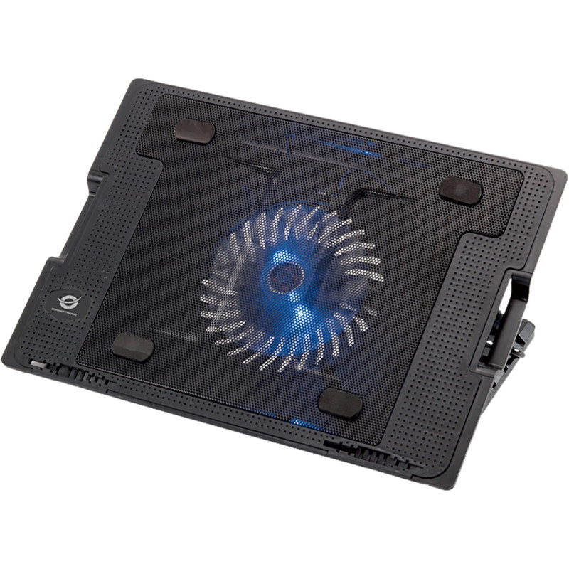 Conceptronic CNBCOOLSTAND1F Support de Refroidissement à 1 Ventilateur pour Ordinateurs Portables jusqu'à 17", 5 Niveaux de Haut Conceptronic CNBCOOLSTAND1F Support de Refroidissement à 1 Ventilateur pour Ordinateurs Portables jusqu'à 17", 5 Niveaux de Haut