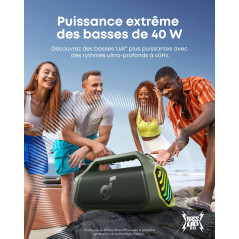 Soundcore Boom 2 Plus Enceinte Bluetooth puissante, 140W, 2+2 canaux stéréo, BassUp 2.0,Charge Rapide 30W, 20h, IPX7, lumières R